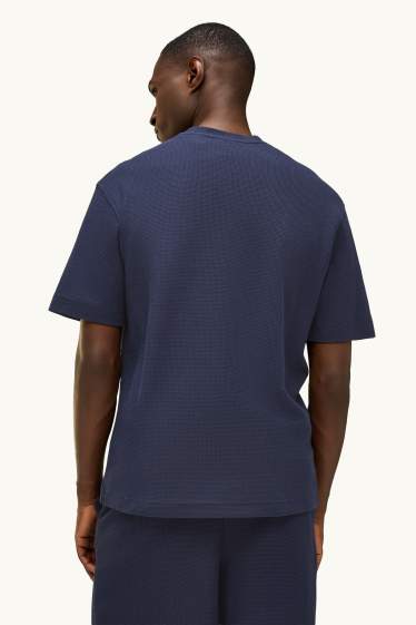 Herren - T-Shirt - Relaxed Fit - strukturiert - dunkelblau