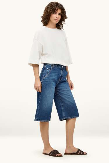 Damen - Jorts - High Waist - dunkeljeansblau