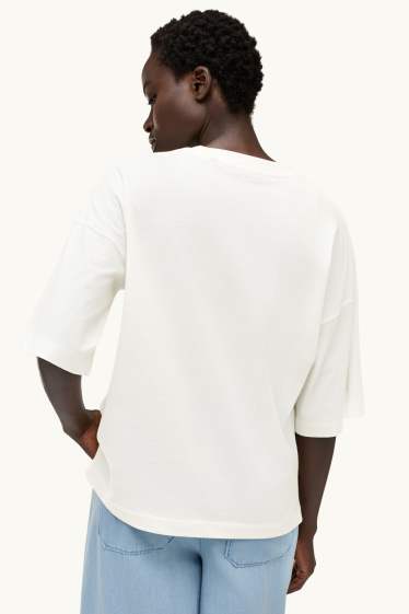 Donna - T-shirt - regular fit - effetto brillante - bianco