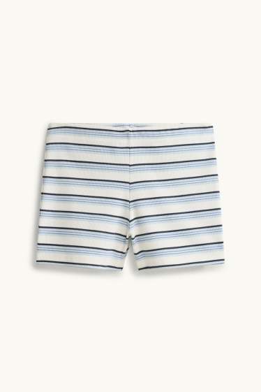 Dames - Joggingbermuda's - blauw / wit