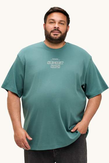 Heren - T-shirt - relaxed fit - petrol