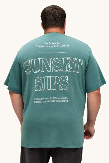 Heren - T-shirt - relaxed fit - petrol