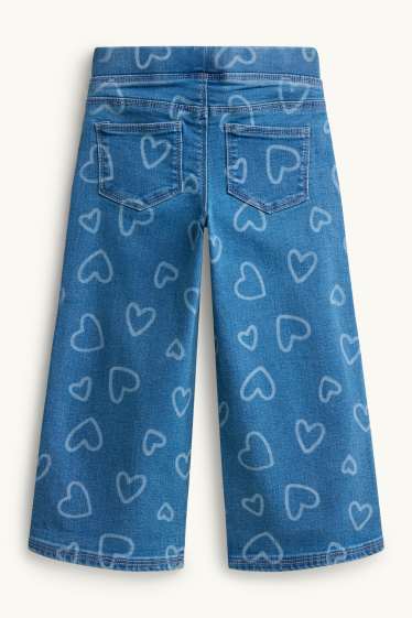 Kinder Mädchen - Herz - Wide Leg Jeggings - jeansblau