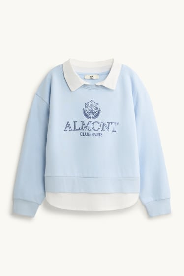 Enfants filles - Sweat - look 2-en-1 - bleu clair