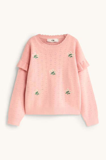 Children Girls - Floral - jumper - rose
