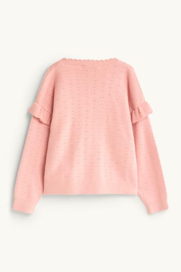 Children Girls - Floral - jumper - rose