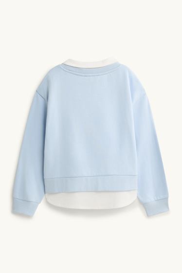 Enfants filles - Sweat - look 2-en-1 - bleu clair