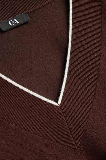Women - V-neck jumper - brown / cremewhite