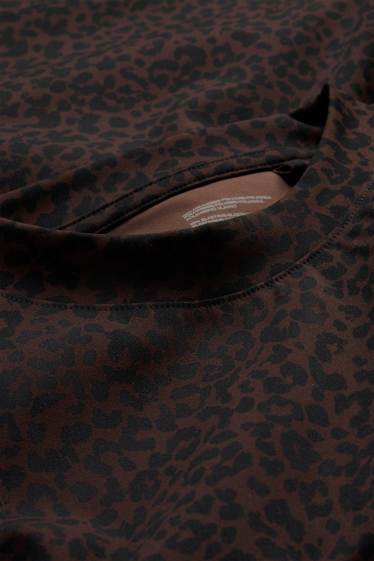 Femmes - Haut de sport - 4 Way Stretch - protection UV - imprimé léopard - marron