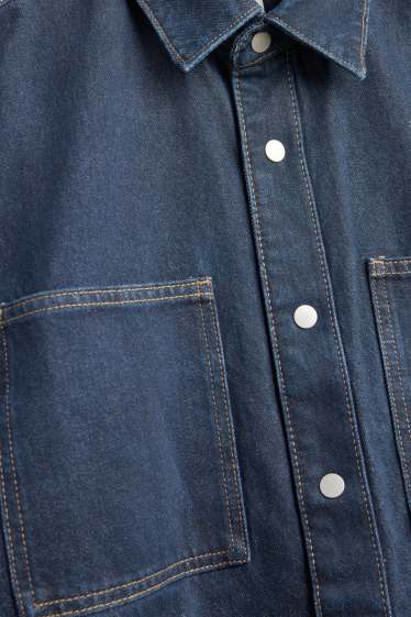 Heren - Overhemdjas van spijkerstof - relaxed fit - jeansdonkerblauw