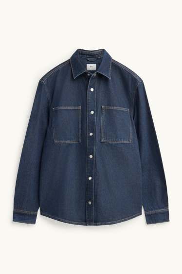 Heren - Overhemdjas van spijkerstof - relaxed fit - jeansdonkerblauw