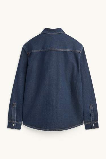 Heren - Overhemdjas van spijkerstof - relaxed fit - jeansdonkerblauw