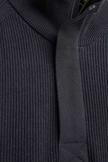 Hommes - Pull - finition côtelée - gris foncé