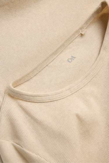 Donna - Maglia a maniche lunghe - slim fit - a coste - beige chiaro