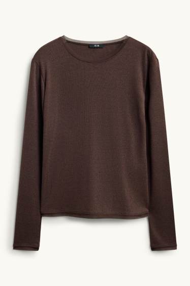 Damen - Langarmshirt - braun