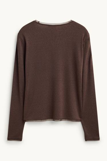 Damen - Langarmshirt - braun