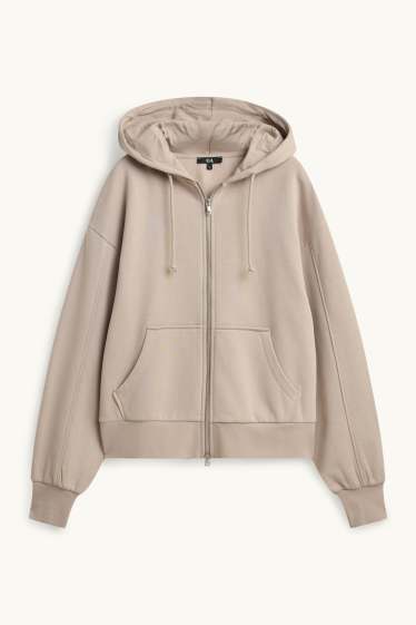 Damen - Sweatjacke mit Kapuze - beige