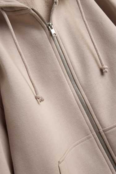 Damen - Sweatjacke mit Kapuze - beige