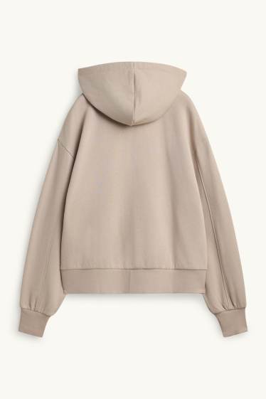 Damen - Sweatjacke mit Kapuze - beige