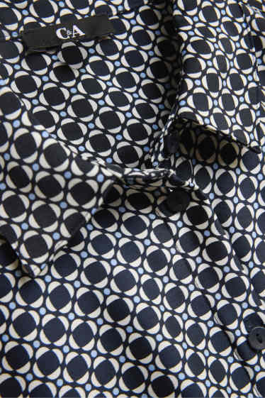 Damen - Hemdbluse - gemustert - dunkelblau / weiß