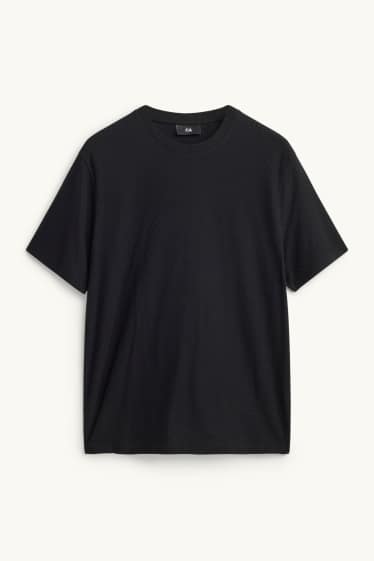 Uomo - T-shirt - regular fit - tessuto tramato - nero