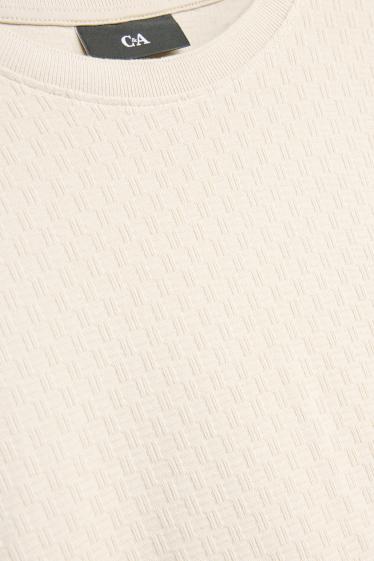 Hommes - T-shirt - regular fit - finition texturée - blanc crème