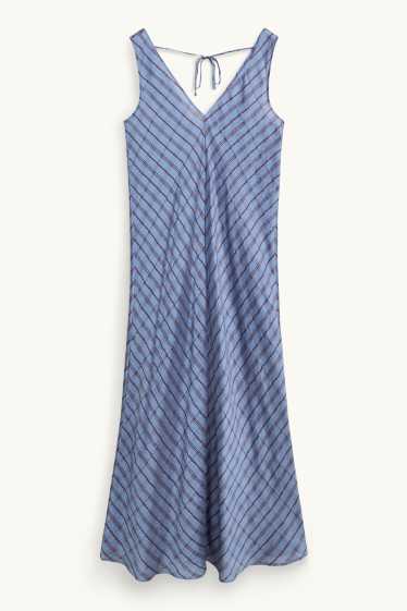 Femmes - Robe avec encolure en V - straight fit - viscose mélangée - rouge / bleu