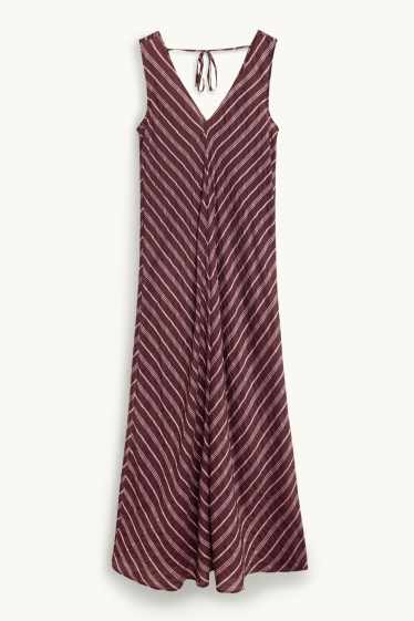 Damen - Kleid mit V-Ausschnitt - Straight Fit - Viskose-Mix - bordeaux