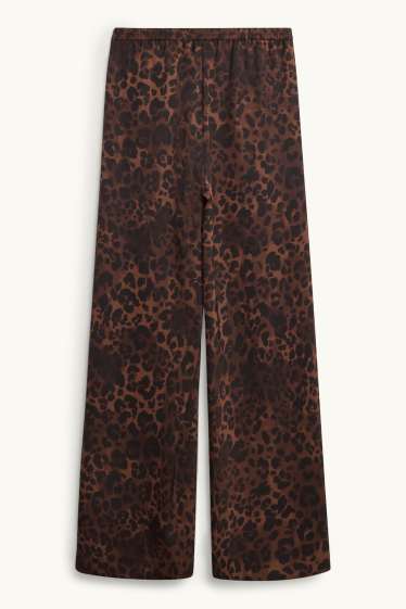 Women - Cloth trousers - mid-rise waist - palazzo - leopard print - brown