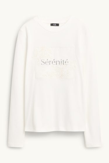 Dames - Longsleeve - regular fit - crèmekleurig