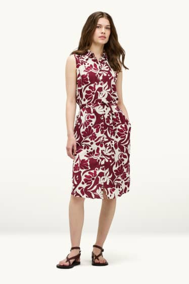 Femmes - Robe en viscose - à fleurs - blanc / rouge