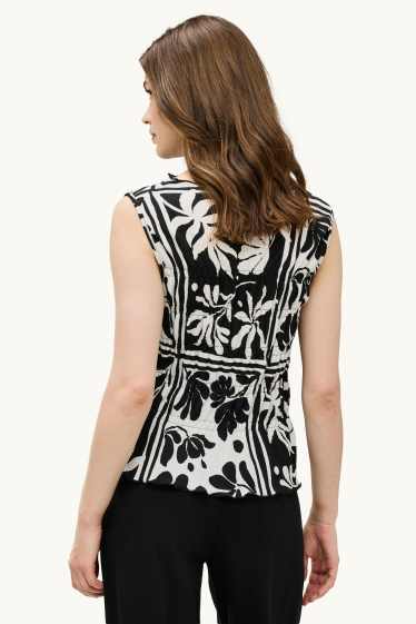 Femmes - Haut - à fleurs - finition texturée - blanc / noir