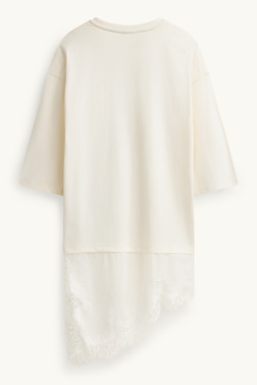 Women - T-shirt - regular fit - 2-in-1 look - cremewhite