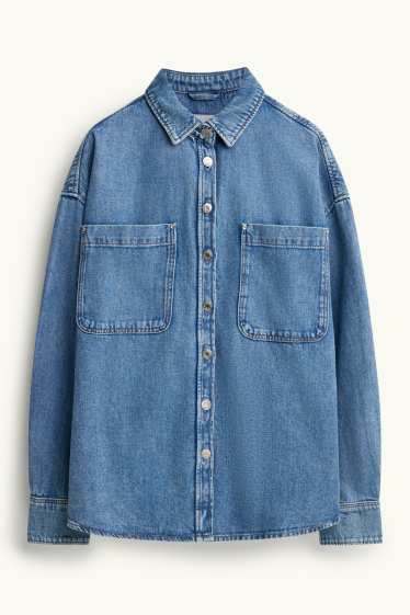 Women - Denim shirt blouse - blue denim