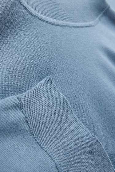 Damen - Strickpullover - kurzarm - blau