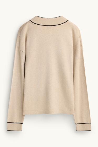 Dames - Gebreid vest - beige