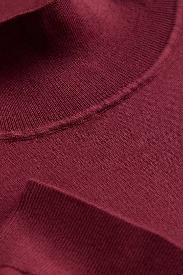 Damen - Strickpullover - kurzarm - bordeaux