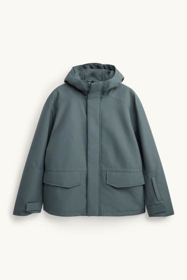 Hommes - Veste de sport avec capuche - doublée - imperméable - bleu pétrole