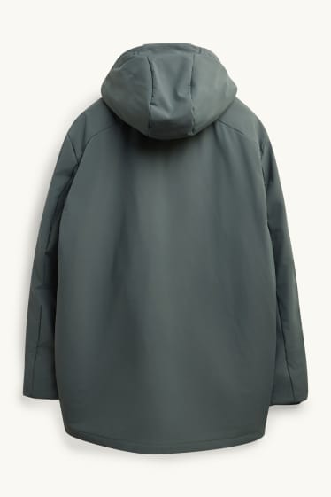 Bărbați - Parka funcțională cu glugă - căptușită - 4 Way Stretch - verde închis