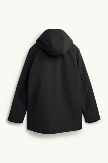 Herren - Funktions-Parka mit Kapuze - gefüttert - 4 Way Stretch - schwarz