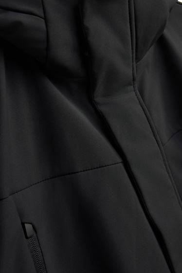 Herren - Funktions-Parka mit Kapuze - gefüttert - 4 Way Stretch - schwarz