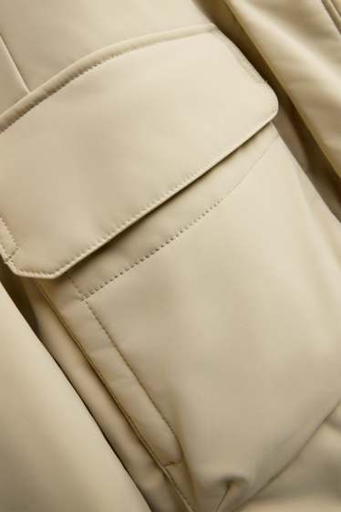 Heren - Sportieve parka met capuchon - gevoerd - 4 Way Stretch - beige