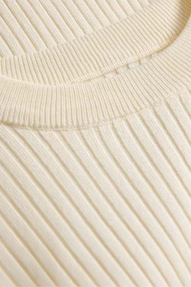 Femmes - Pull - finition côtelée - crème