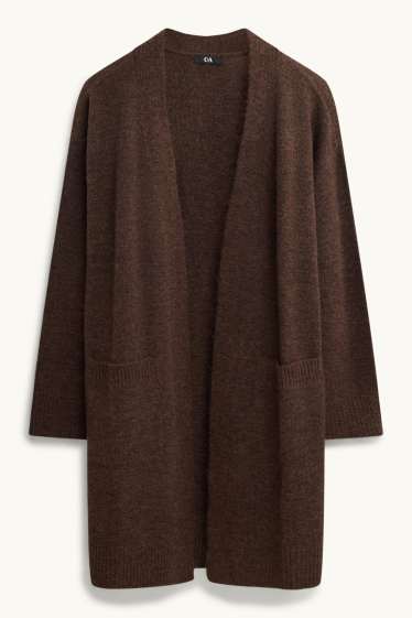 Femmes - Gilet long en maille - Cacao