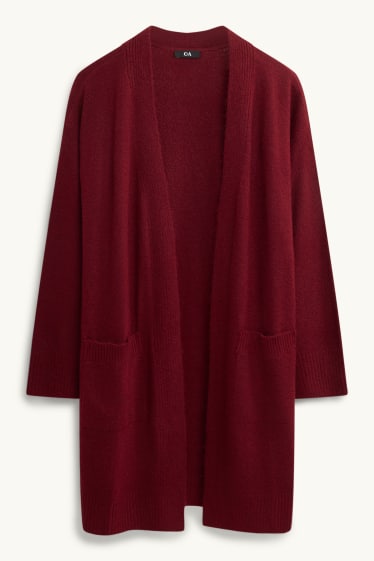 Femmes - Gilet long en maille - bordeaux