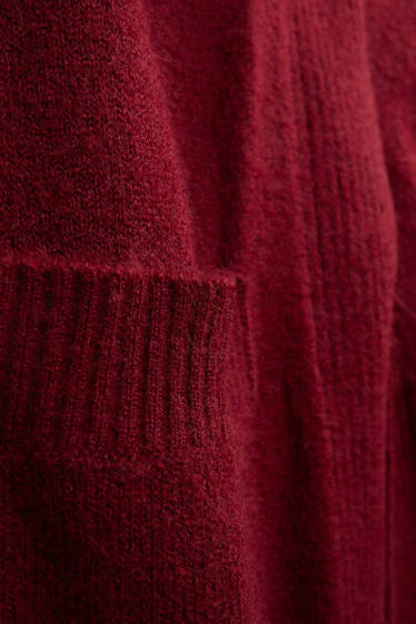 Femmes - Gilet long en maille - bordeaux