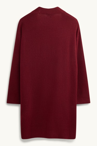 Femmes - Gilet long en maille - bordeaux