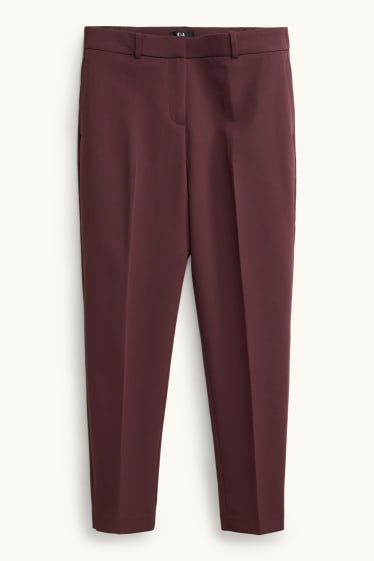 Femei - Pantaloni office - talie medie - cigarette fit - bordo