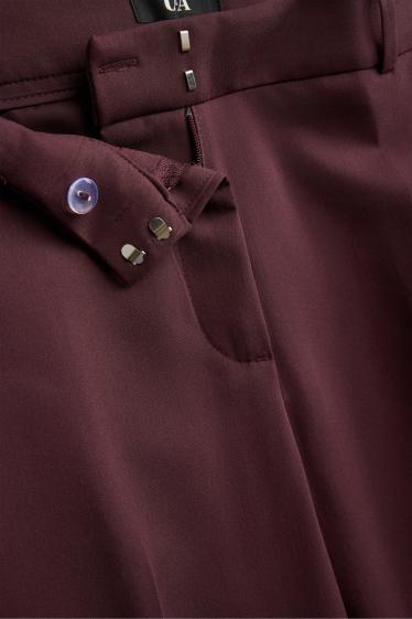 Femei - Pantaloni office - talie medie - cigarette fit - bordo