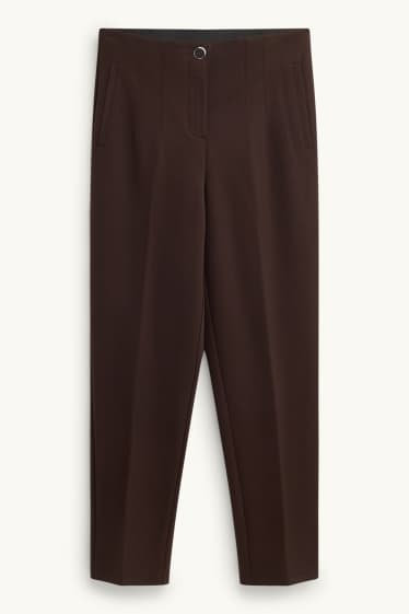 Dames - Korte pantalon - high waist - tapered fit - donkerbruin